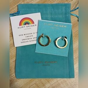 Kurt Geiger NWT Black/Gold Rhinestone & Raven Huggies With Dustbag